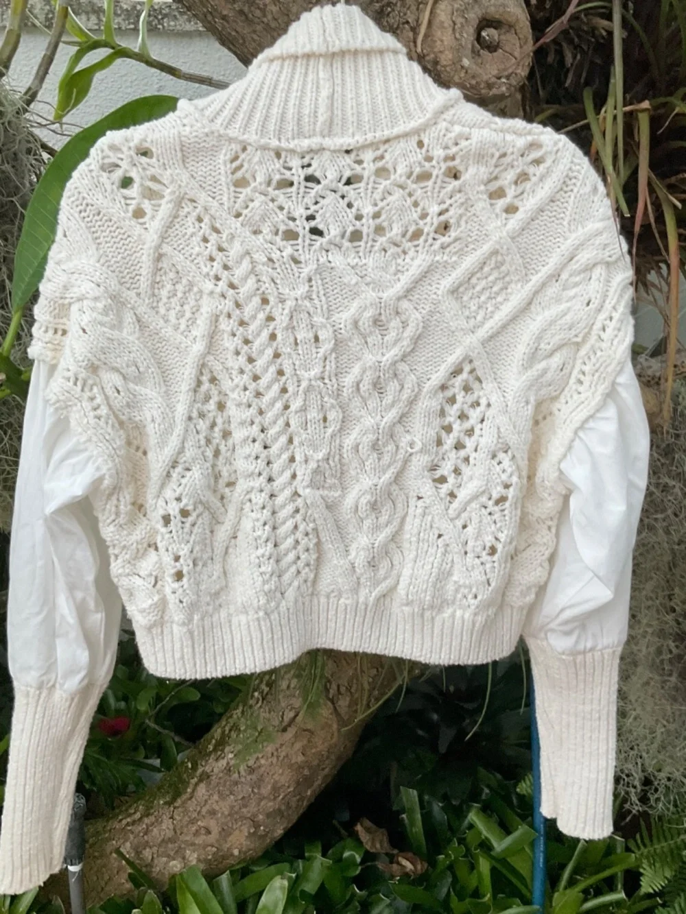 Anthropologie Short Cropped Cream Sweater